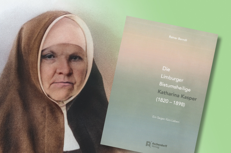 Portrait von Katharina Kasper, rechts daneben der Buchtitel